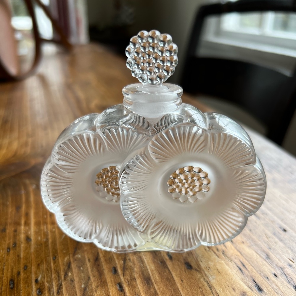 Lalique White Glass Art with Vintage Floral Elegance